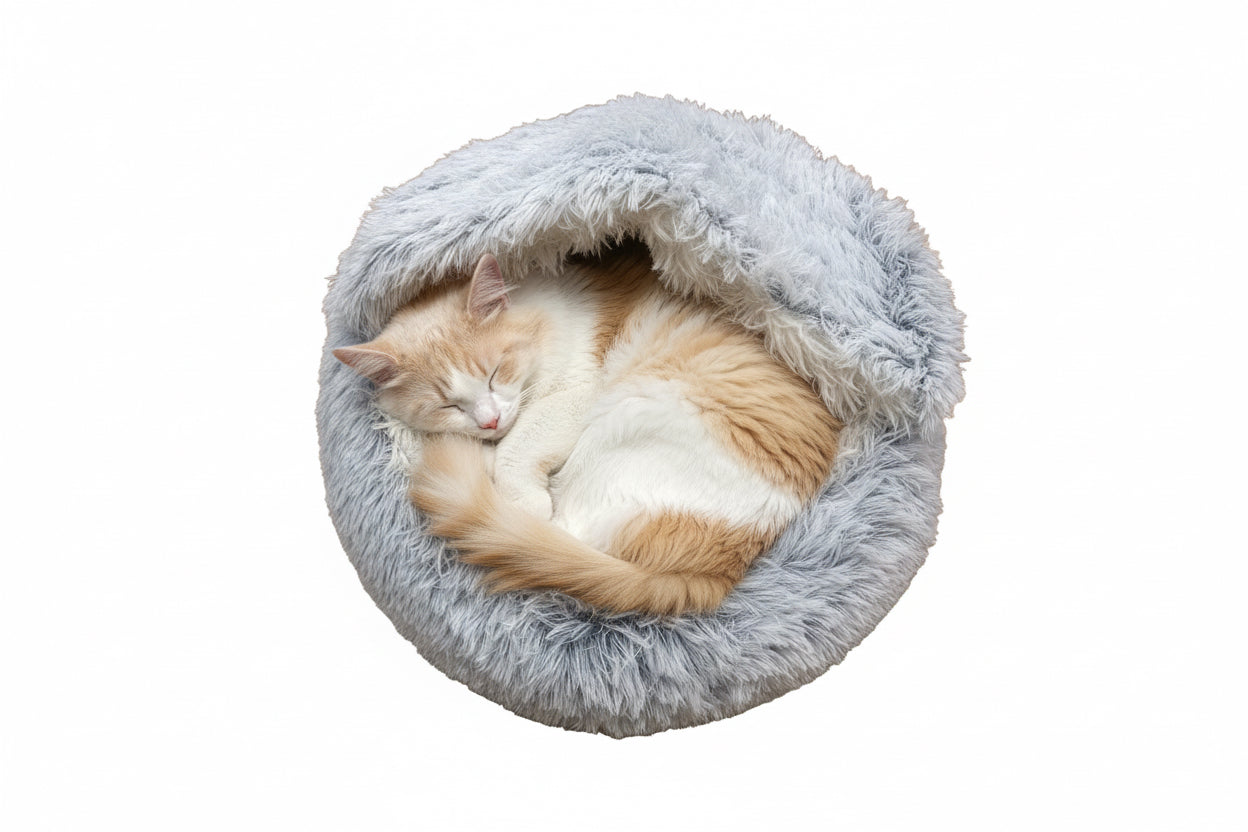 LuxurFurz - Plush Hooded Pet Bed