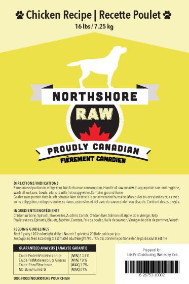 Northshore Raw Chicken Recipe Dog Harmony Pet Supplies Scarborough