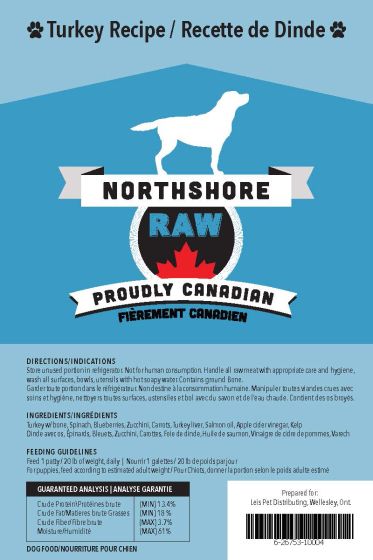 Northshore Raw Turkey Recipe Dog Harmony Pet Supplies Scarborough