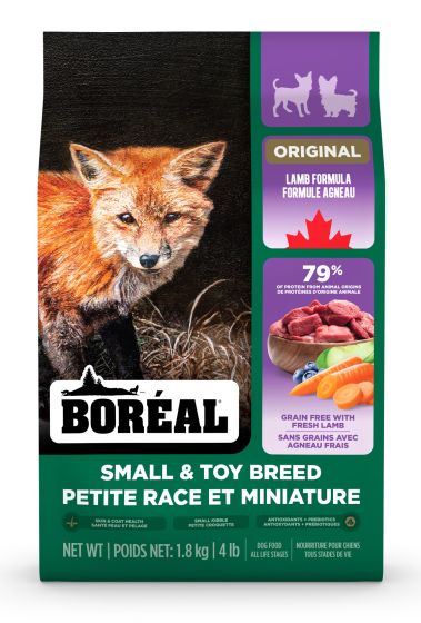 Boreal dog food package for small and toy breed dogs with a fox on the label at Harmony Pet Supplies, Scarborough