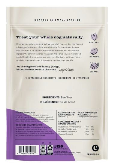 Crumps Freeze Dried - Beef Liver Bites - Dog Treats Back