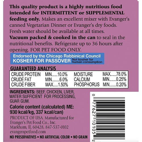 Evanger's Classic Beef With Chicken & Liver Harmony Pet Supplies Scarborough