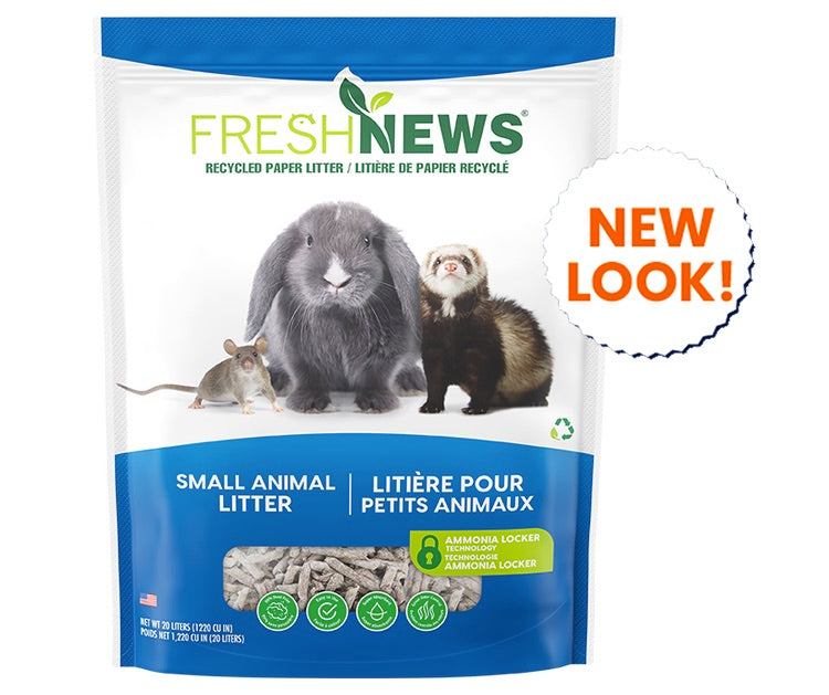 Package of Fresh News small animal litter with animals on a white background - Harmony Pet Supplies
