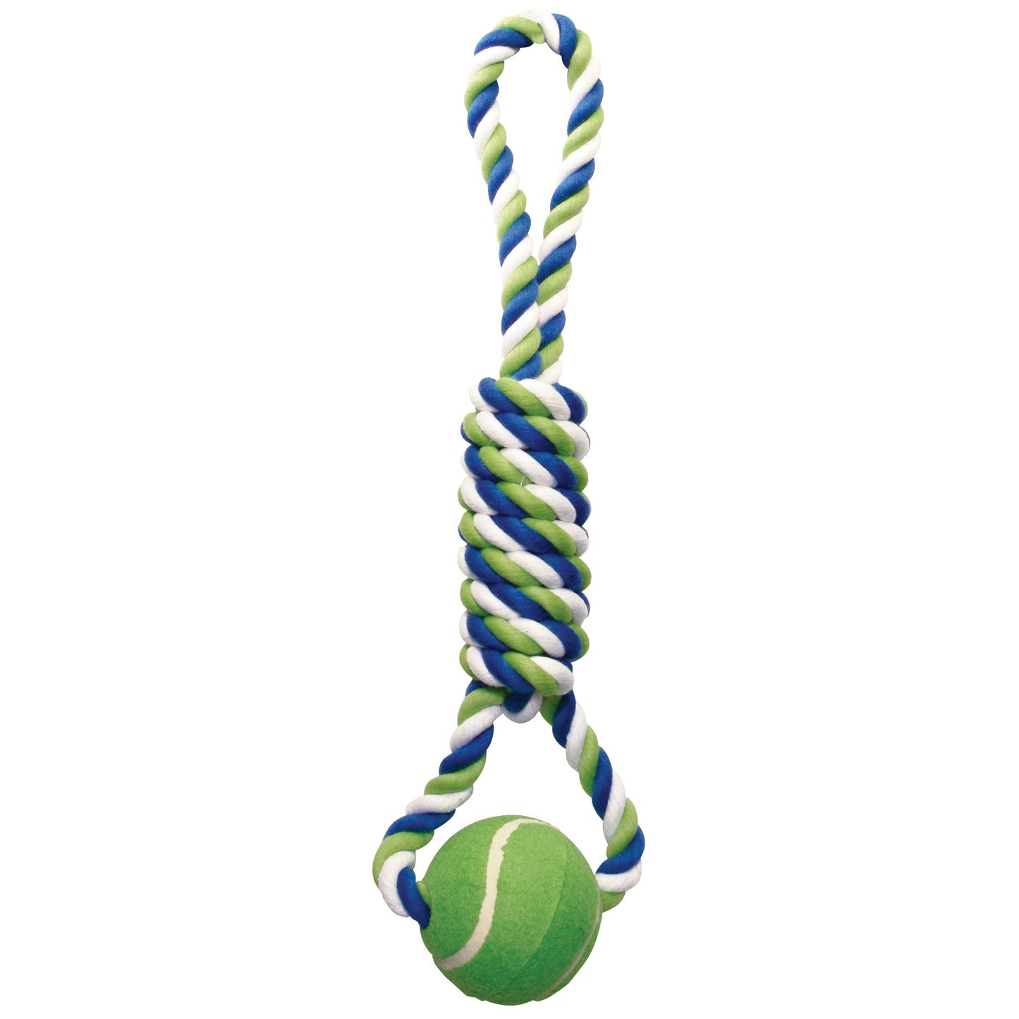 Dogit Dog Knotted Rope Toy- Multicoloured Spiral Tug with Tennis Ball Harmony Pet Supplies Scarborough