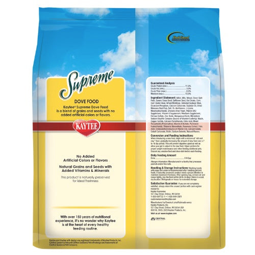 Kaytee Supreme Dove Bird Food Back