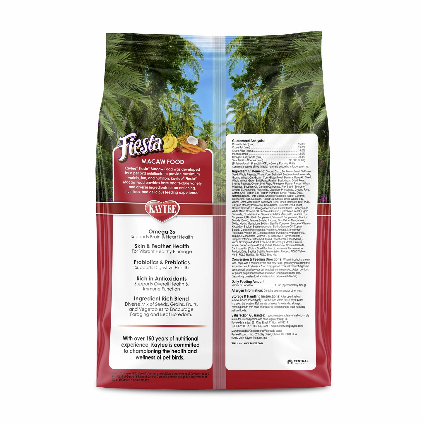 Kaytee Fiesta Macaw Bird Food Back