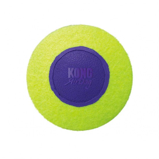 Green KONG Squeezz ball on a white background