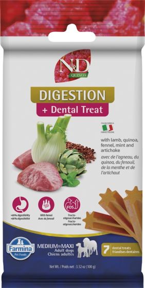 Farmina N&D Quinoa Functional Dental Treats – Digestion Lamb & Fennel