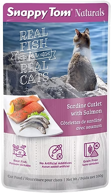 Snappy Tom Naturals – Sardine Cutlets with Salmon (100g Pouch)