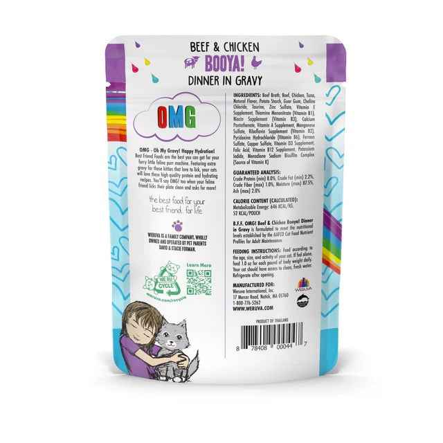 Weruva - Beef & Chicken Booya! - Cat Food pouch back side at Harmony Pet Supplies, Scarborough