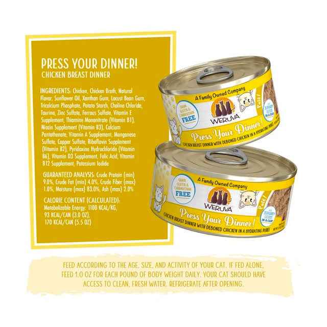 Weruva - Press Your Dinner - Chicken Breast - Cat Food ingredients list at Harmony Pet Supplies, Scarborough
