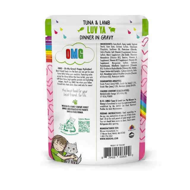 Weruva - Tuna and Lamb Luv ya - Cat Food pouch back with ingredients at Harmony Pet Supplies, Scarborough