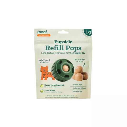 Woof Pupsicle - Refill Pops - PB & Beef Flavor - Dog Treats Large at Harmony Pet Supplies, Scarborough