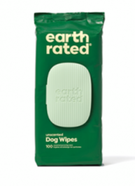 Earth Rated dog wipes packaging on a white background, front