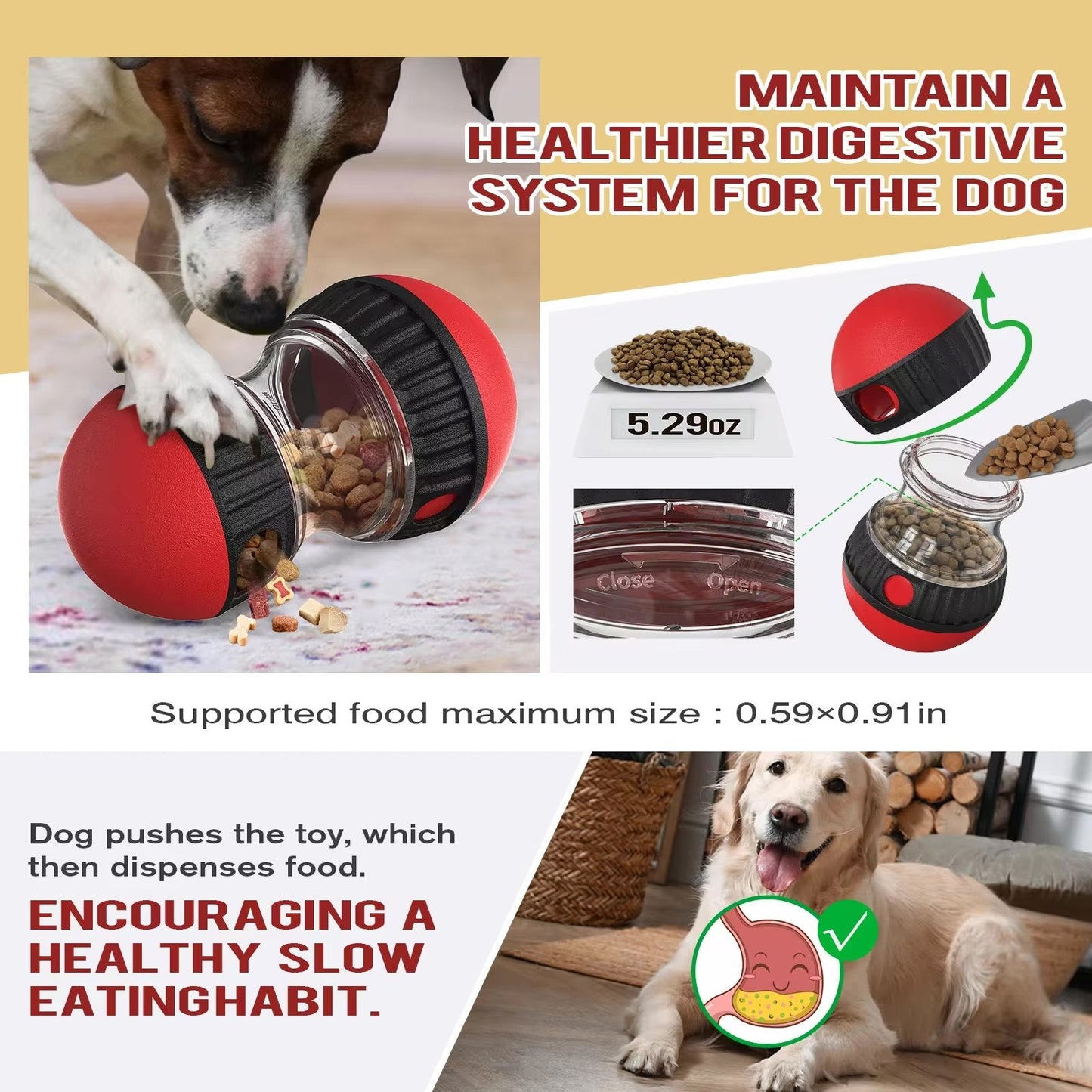 Interactive Slow Feeder Oval Toy – Dog Food Dispenser Harmony Pet Supplies Scarborough