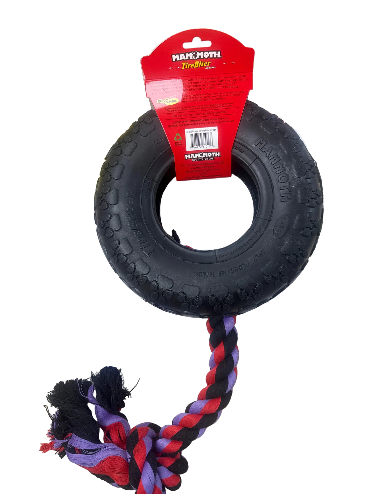 Mammoth TireBiter Large 10" Tire with Rope Dog Toy
