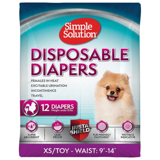 Simple Solution Disposable Female Diapers Xsmall Dog 12pk