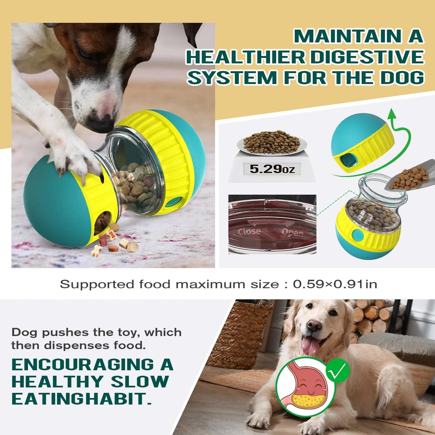 Interactive Slow Feeder Oval Toy – Dog Food Dispenser Harmony Pet Supplies Scarborough