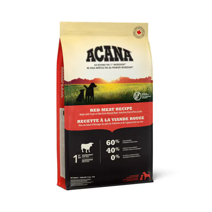 Acana Red Meat Recipe dog food packaging on a white background