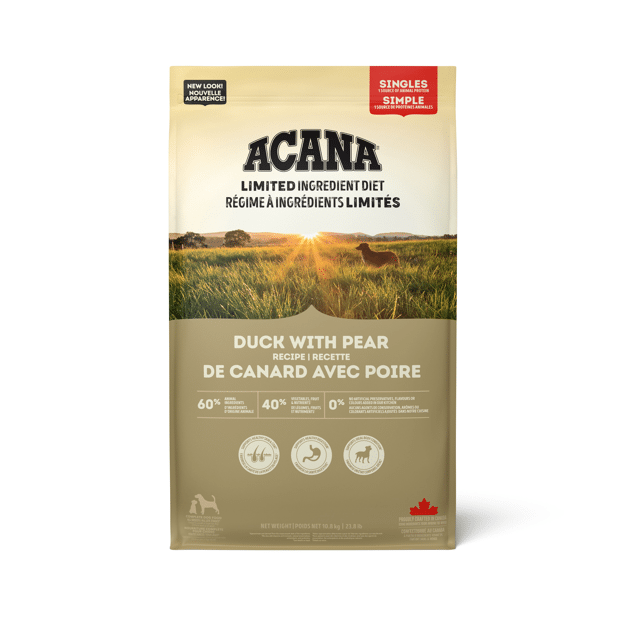 ACANA Singles Duck and Pear Dog Food 10.8kg bag front view