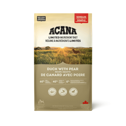 ACANA Singles Duck and Pear Dog Food 10.8kg bag front view