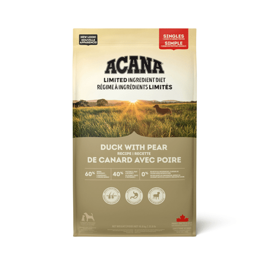 ACANA Singles Duck and Pear Dog Food 10.8kg bag front view