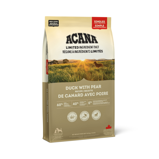 ACANA Singles Duck and Pear Dog Food 10.8kg bag cross view