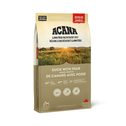 ACANA Singles Duck and Pear Dog Food 10.8kg bag cross view