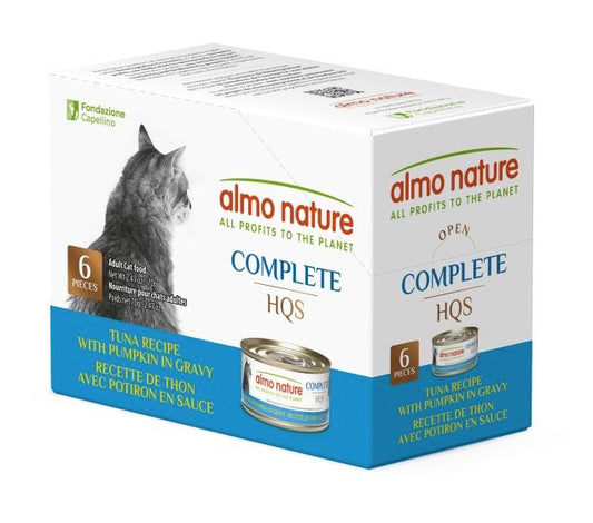 Box of Almo Nature cat food with a cat on the label
