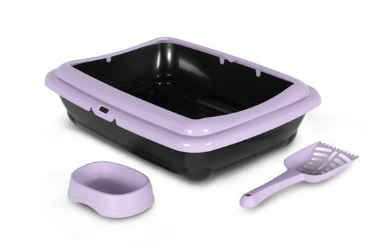 Bergamo Birba Litter Pan Starter Kit Lilac  - Cat Front