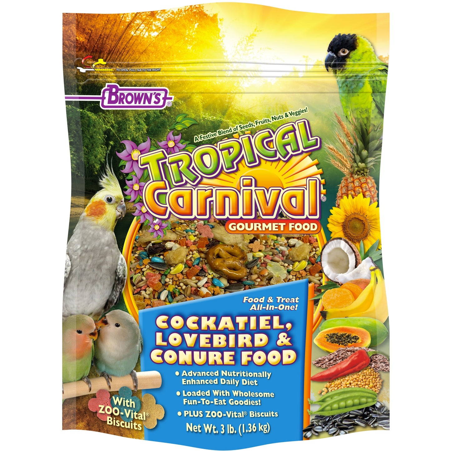 Tropical Carnival® Gourmet Cockatiel, Lovebird & Conure Food