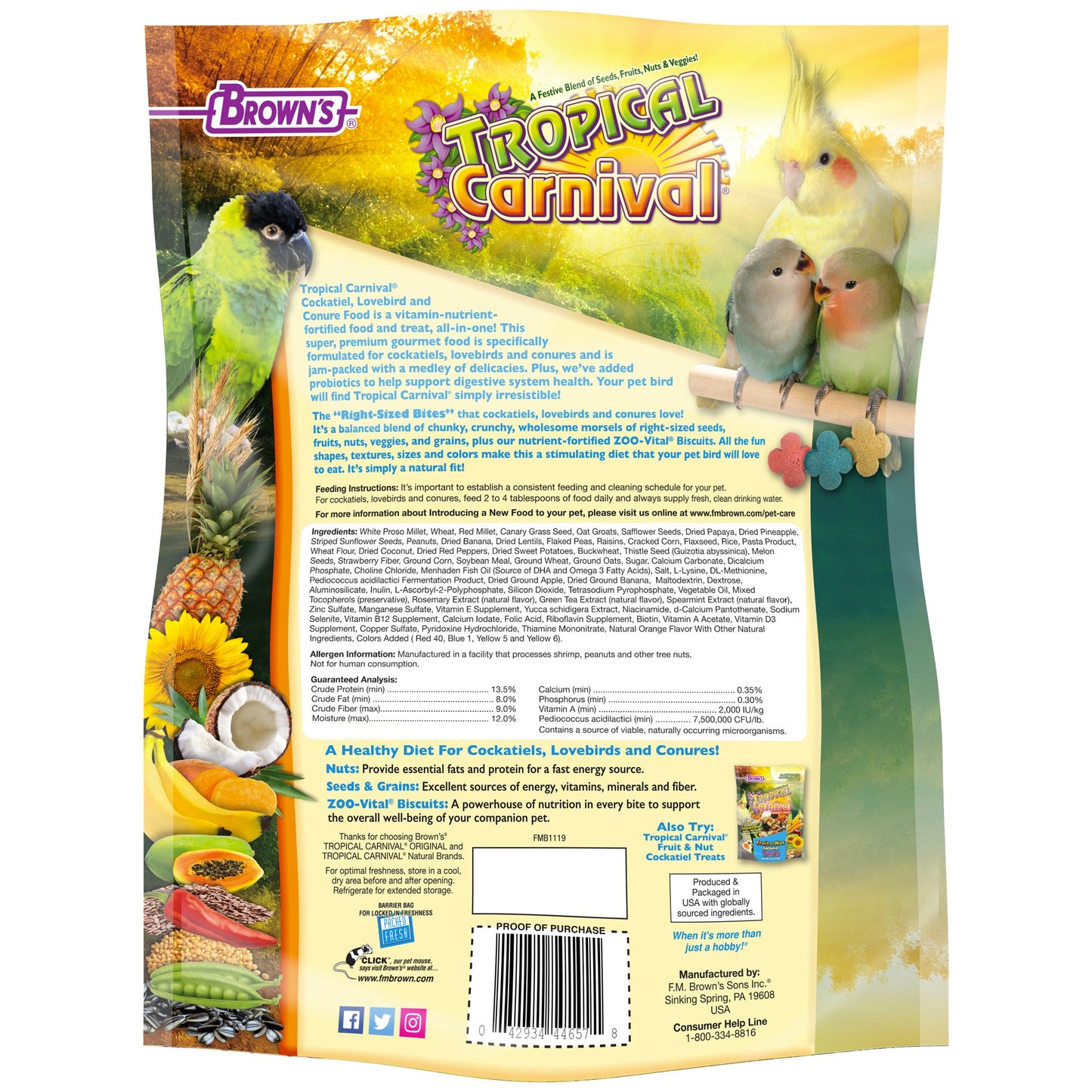 Tropical Carnival® Gourmet Cockatiel, Lovebird & Conure Food