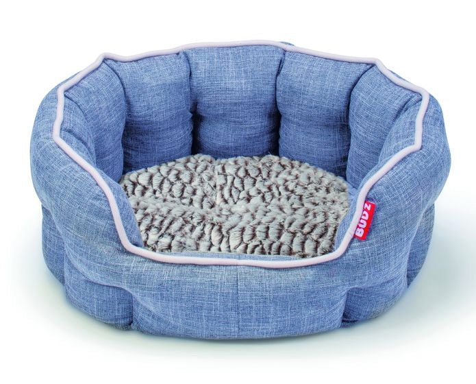 Bud'Z Round Deluxe Cuddler Blue - Dog Front