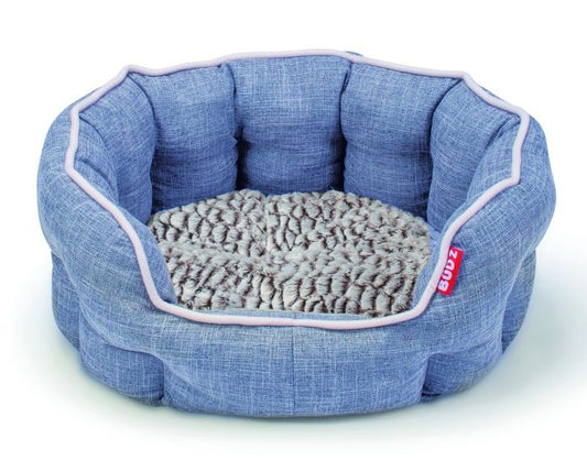 Bud'Z Round Deluxe Cuddler Blue - Dog Front