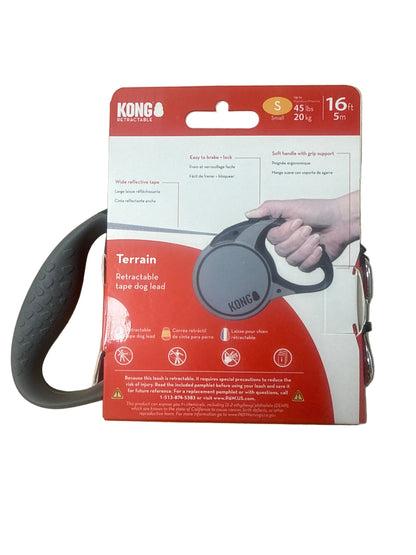 KONG - Retractable Tape Leash Terrain (Small - Black / 5m up to 20KG)
