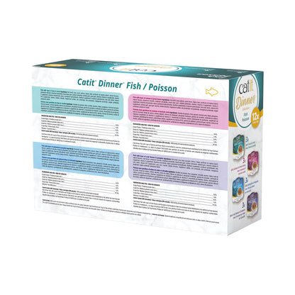 Catit Dinner Fish pet food packaging on a white background