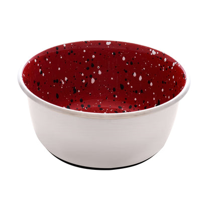 Dogit Speckled red and white ceramic bowl on a white background at Harmony Pet Supplies Scarborough