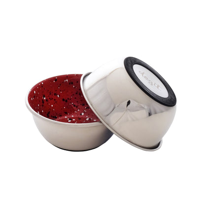 Dogit Red speckled bowl with a non-skid grip on a white background at Harmony Pet Supplies Scarborough