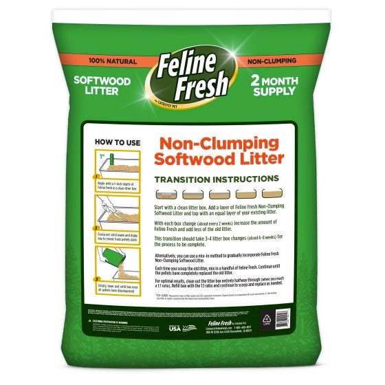 Feline Fresh Natural Non-Clumping Pine Cat Litter Back