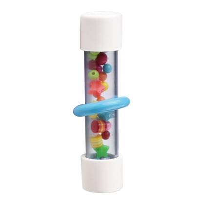 Hagen HARI Colorful baby rattle toy inside a transparent tube with white ends on a white background at Harmony Pet Supplies, Scarborough