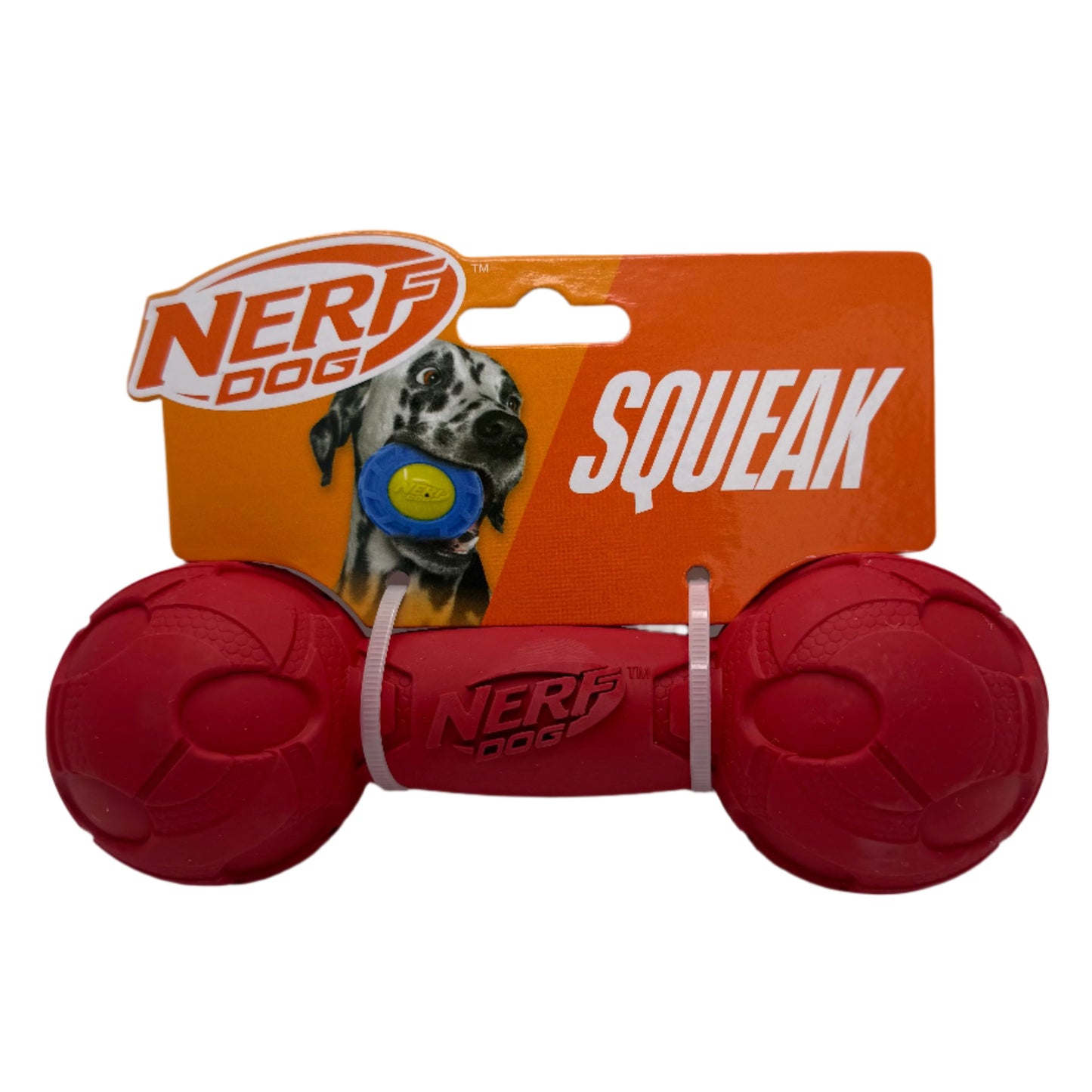Durable Dog Squeak Barbell Toy – Red for Active Chewers Harmony Pet Supplies Scarborough