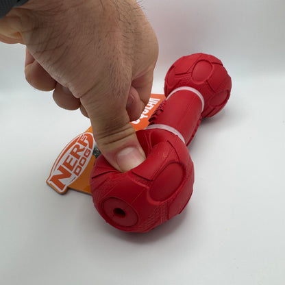 Durable Dog Squeak Barbell Toy – Red for Active Chewers Harmony Pet Supplies Scarborough