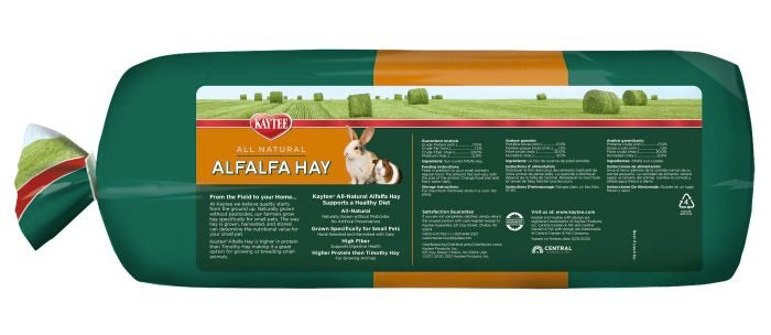 Kieffer Alfalfa Hay package back view on a white background