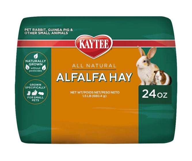 Kaytee all natural alfalfa hay package for small animals on a white background