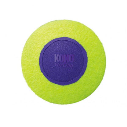 Green KONG Squeezz ball on a white background