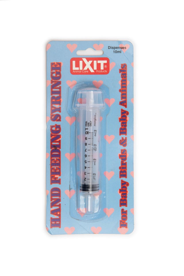 LIXIT hand holding syringe packaging with hearts on a white background