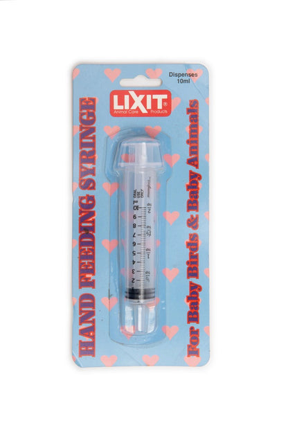 LIXIT hand holding syringe packaging with hearts on a white background