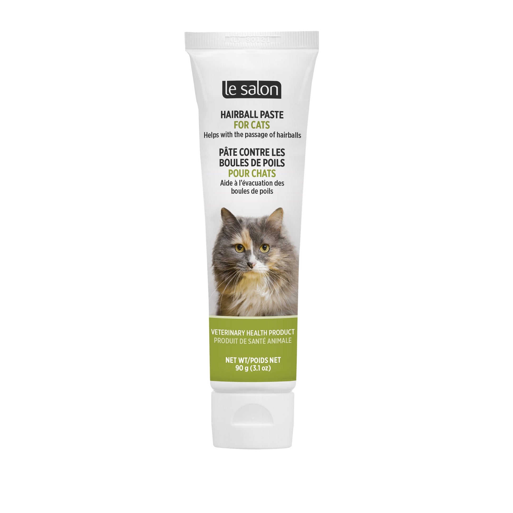 Tube of Le Salon hairball paste for cats on a white background at Harmony Pet Supplies Scarborough