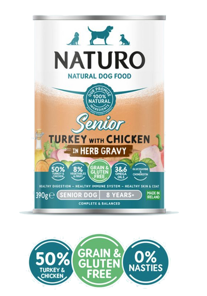 Naturo Senior Dog Grain & Gluten Free Turkey with Chicken in a Herb Gravy