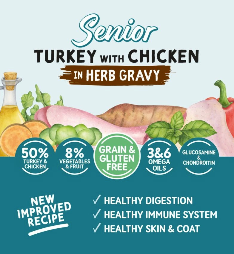 Naturo Senior Dog Grain & Gluten Free Turkey with Chicken in a Herb Gravy